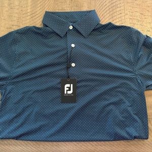 FJ Foot Joy navy blue printed golf polo small S brand new FootJoy lisle geoprint